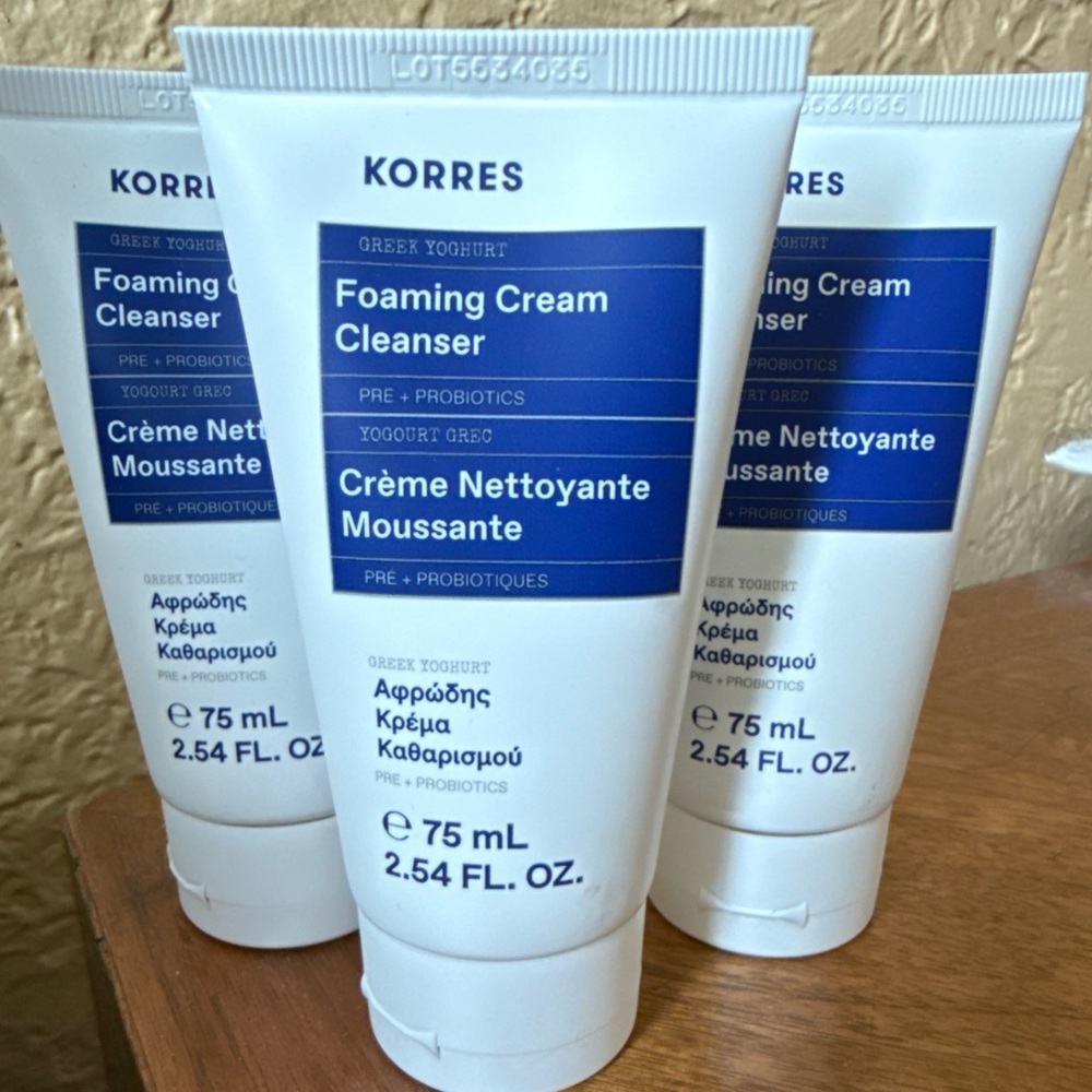 Set of 3 Korres Greek Foaming Cream Cleanser Probiotics 2.54oz each New Sealed